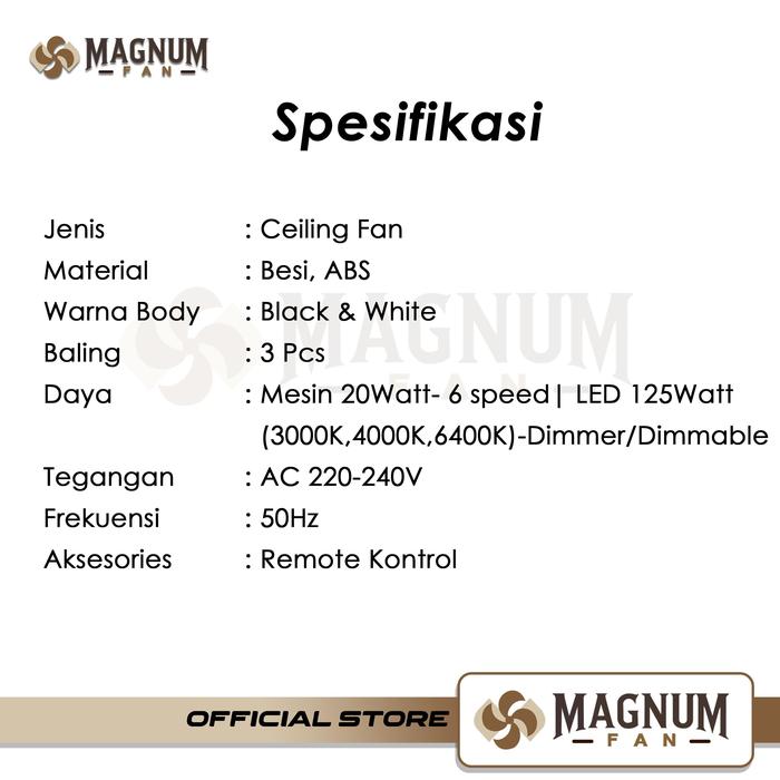 Kipas Angin Plafon Magnum - LED Hias 3 Baling Minimalis Remote Type DY6050-3B/22 - - Black - Gambar 2