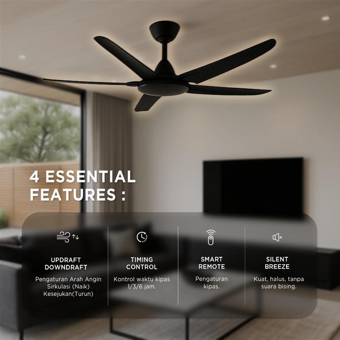 Kipas Angin Plafon Magnum 56 Inc Ceiling Fan Kipas Angin - Type DY 1025N-5B/54 BK - Gambar 2