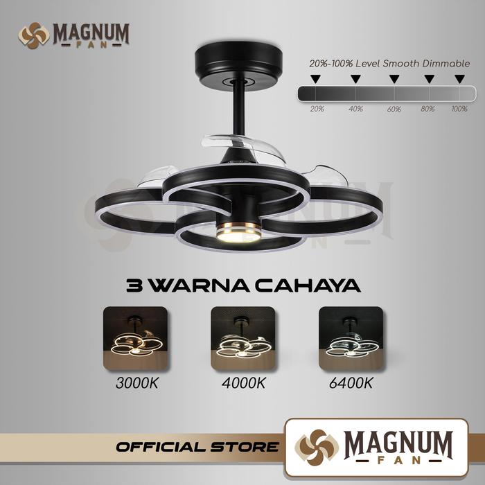 Kipas Angin Plafon Magnum - LED Hias 3 Baling Minimalis Remote Type DY6050-3B/22 - - Black - Gambar 4
