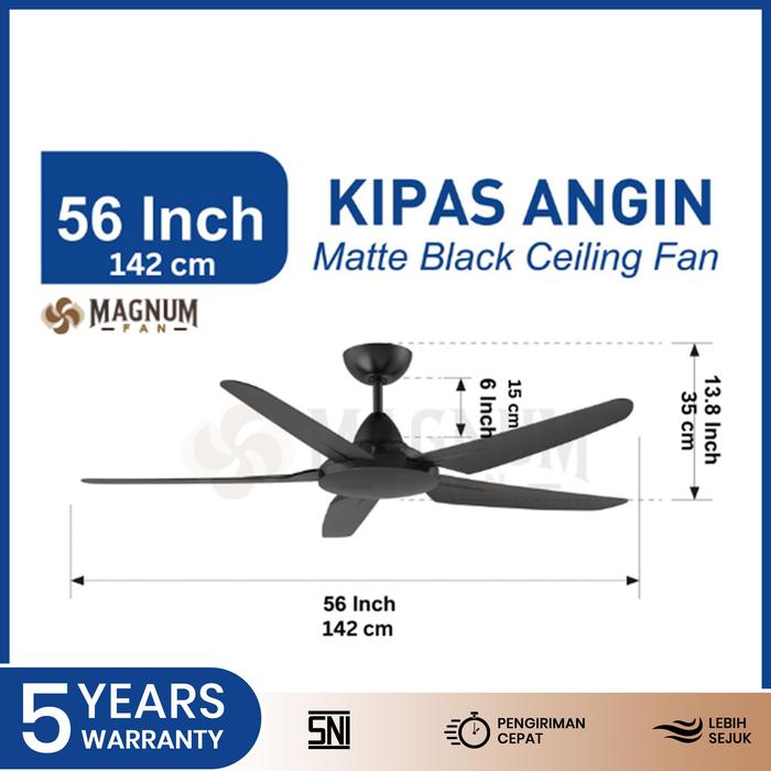 Kipas Angin Plafon Magnum 56 Inc Ceiling Fan Kipas Angin - Type DY 1025N-5B/54 BK - Gambar 3