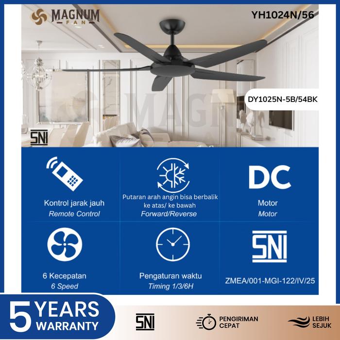 Kipas Angin Plafon Magnum 56 Inc Ceiling Fan Kipas Angin - Type DY 1025N-5B/54 BK - Gambar 6