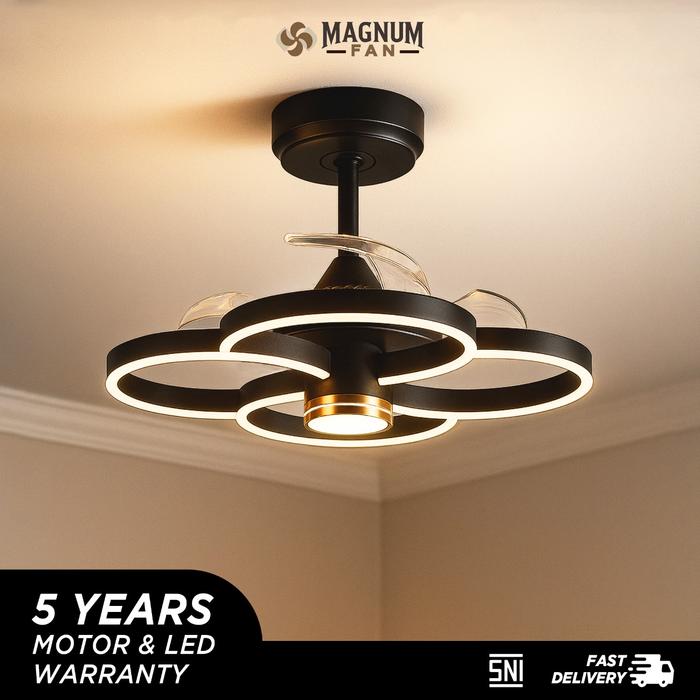 Kipas Angin Plafon Magnum - LED Hias 3 Baling Minimalis Remote Type DY6050-3B/22 - - Black - Gambar 8