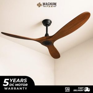 Kipas Angin Plafon Magnum - Minimalis Kayu Solid 3 Baling Remote Type DY1071N - Magnum Fan