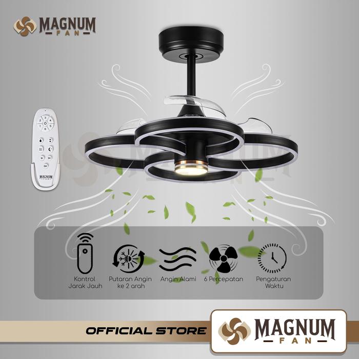 Kipas Angin Plafon Magnum - LED Hias 3 Baling Minimalis Remote Type DY6050-3B/22 - - Black - Gambar 6
