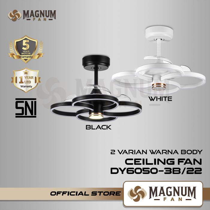 Kipas Angin Plafon Magnum - LED Hias 3 Baling Minimalis Remote Type DY6050-3B/22 - - Black - Gambar 7