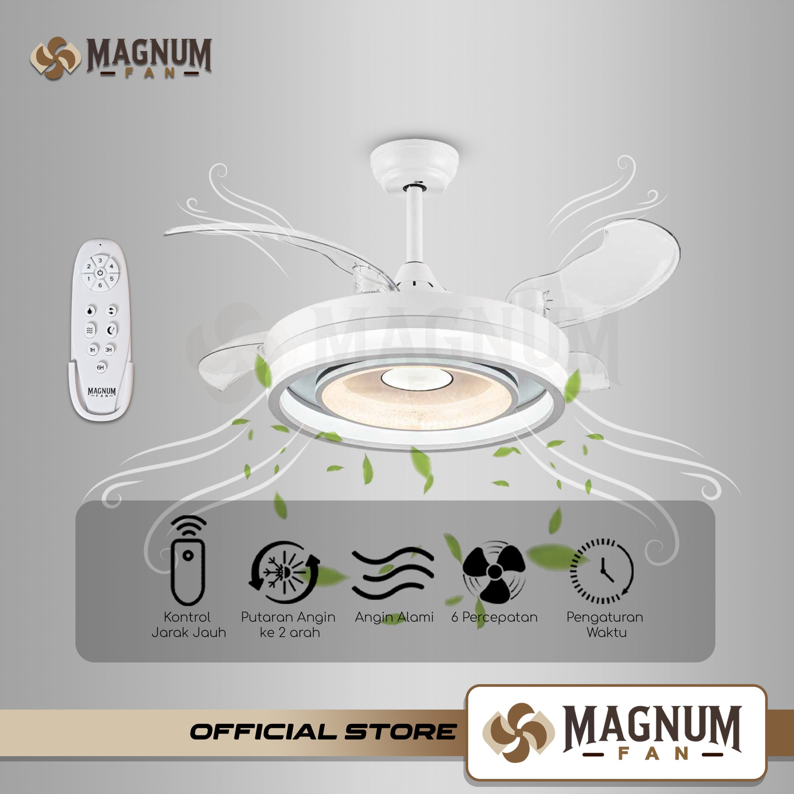 Ceiling Fan 42 Inc LED 24W Kontrol Remote - Type DY8073-4B/42 WH - MAGNUM FAN - Gambar 2