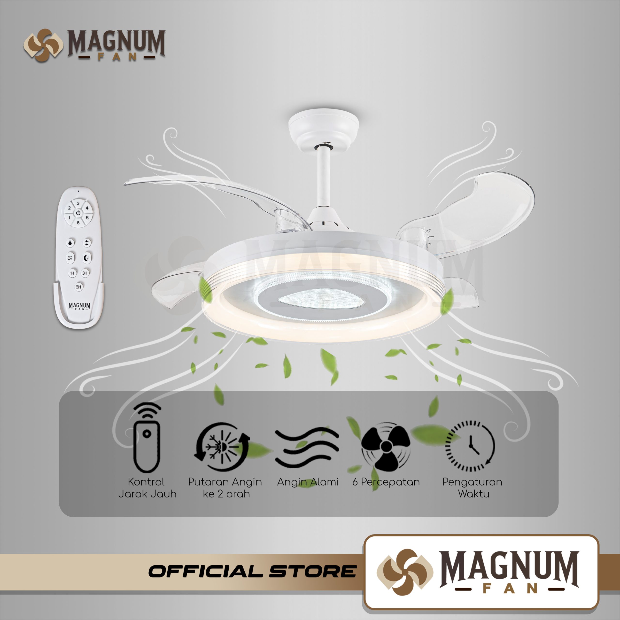 Ceiling Fan 42 Inc Lampu LED 24W & Remote Control - Type DY8104-4B/42 WH - MAGNUM FAN - Gambar 2