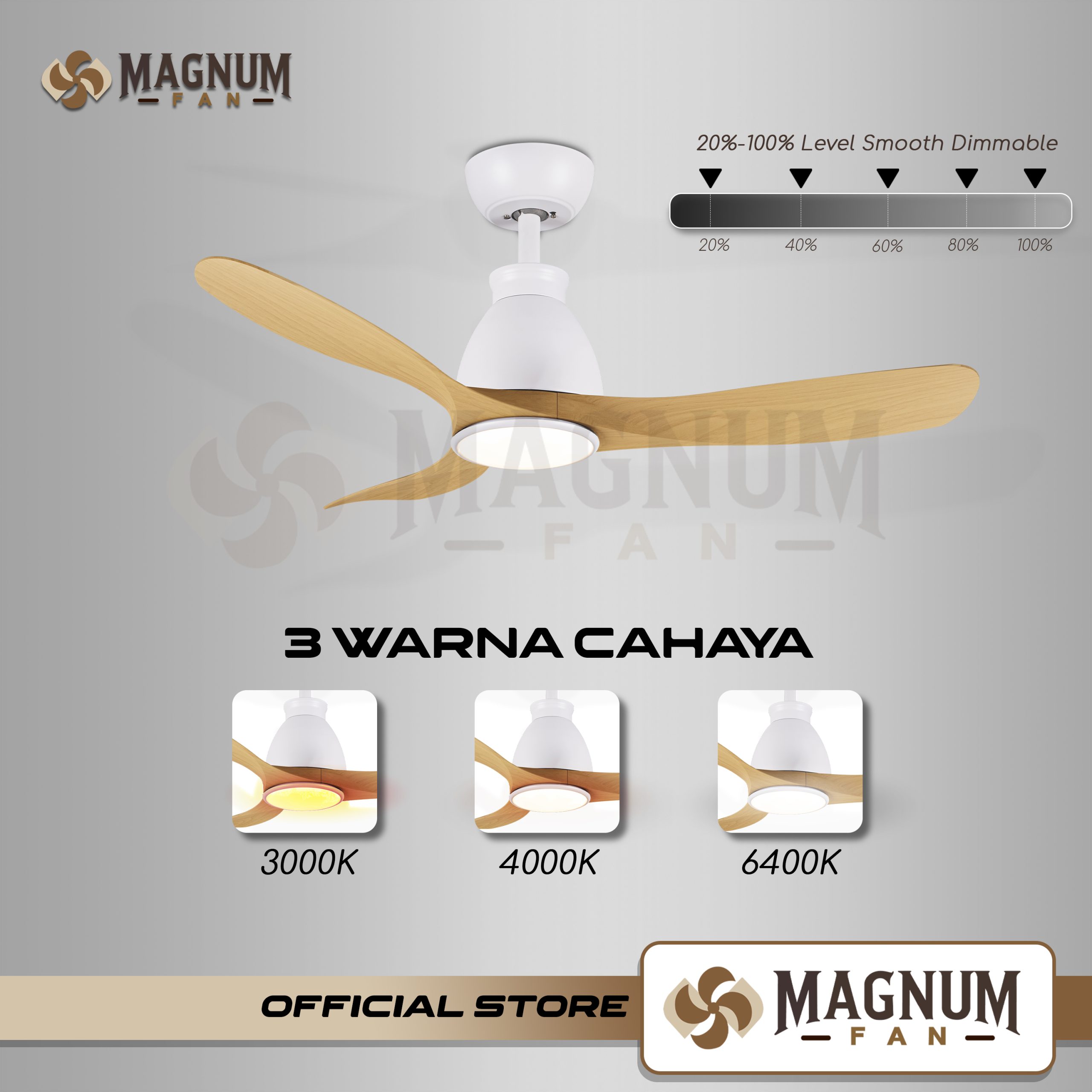 Ceiling Fan 42 inch Putih Kayu Remote Control - Type DY1137-3B/42 - MAGNUM FAN - Gambar 3