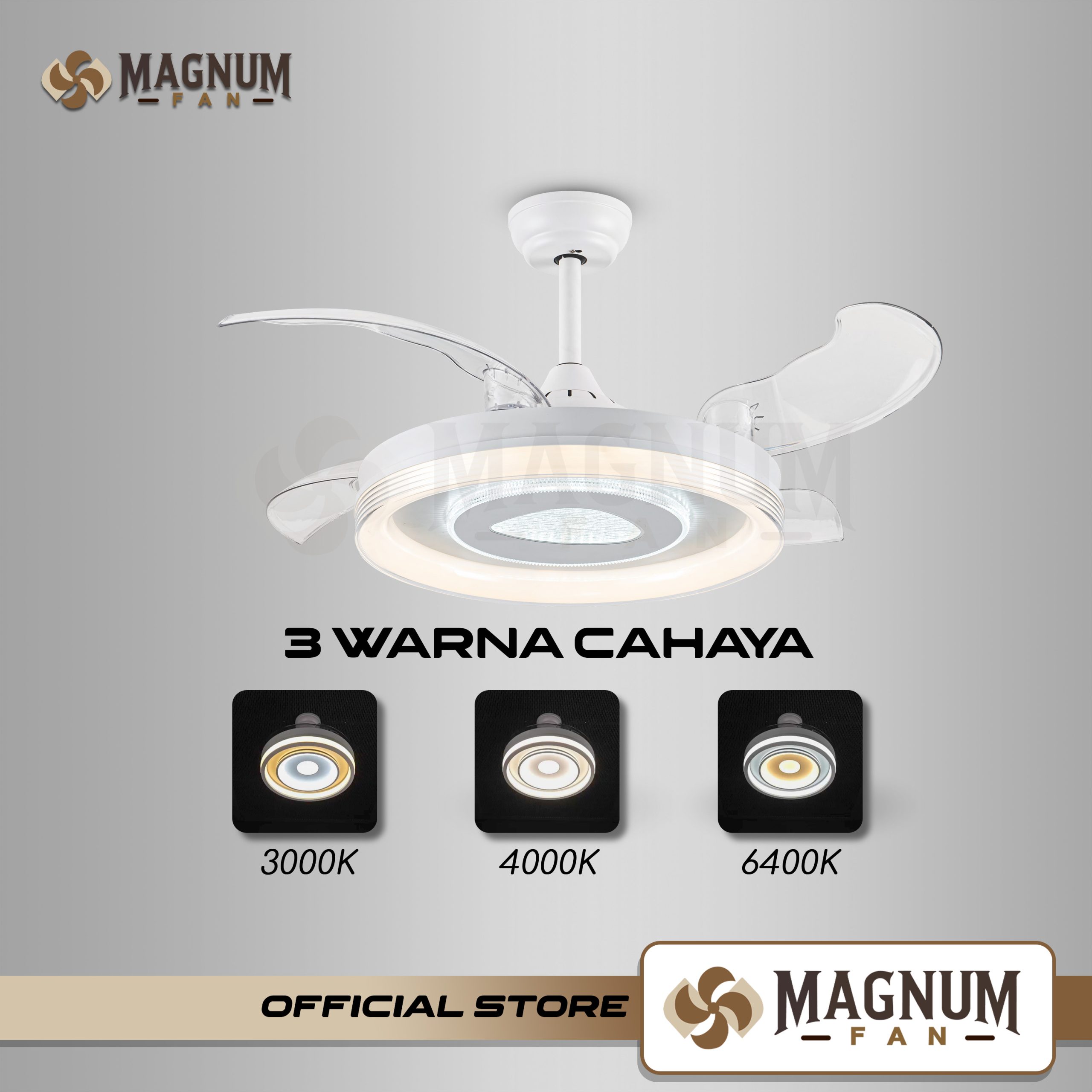 Ceiling Fan 42 Inc Lampu LED 24W & Remote Control - Type DY8104-4B/42 WH - MAGNUM FAN - Gambar 3