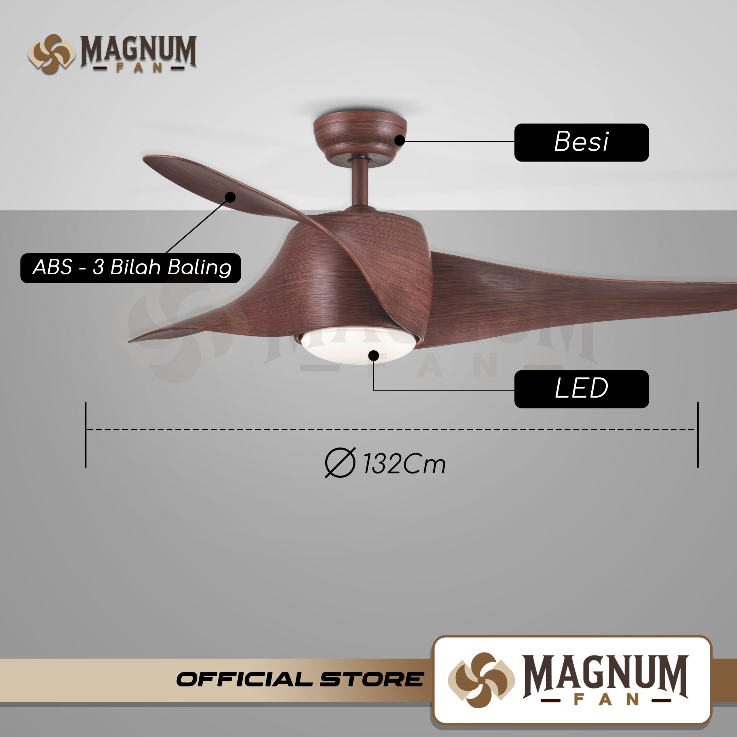 Ceiling Fan 52 Inc Desain Elegan & Fungsional - Type DY1013-3B/52 - MAGNUM FAN - Gambar 4