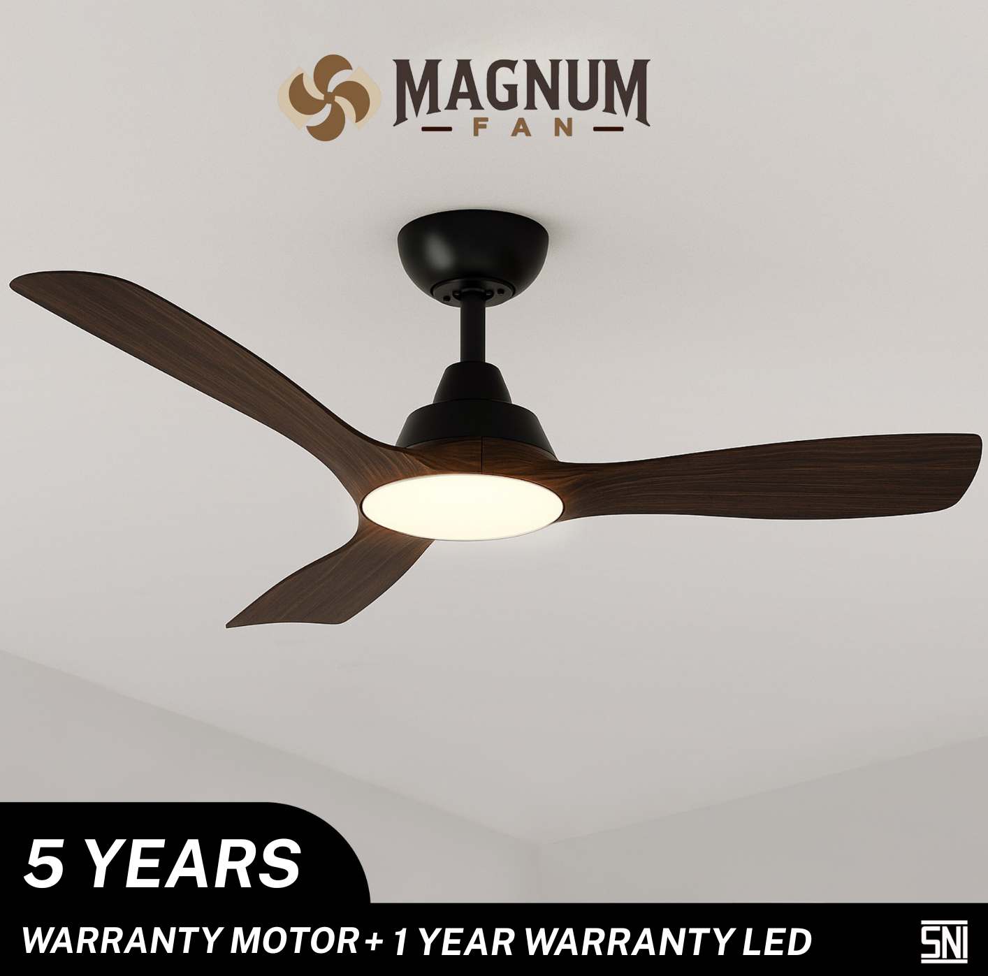 Ceiling Fan 42 Inc Kayu dengan Lampu LED 24W & Remote Control - Type DY1113B/42 - MAGNUM FAN