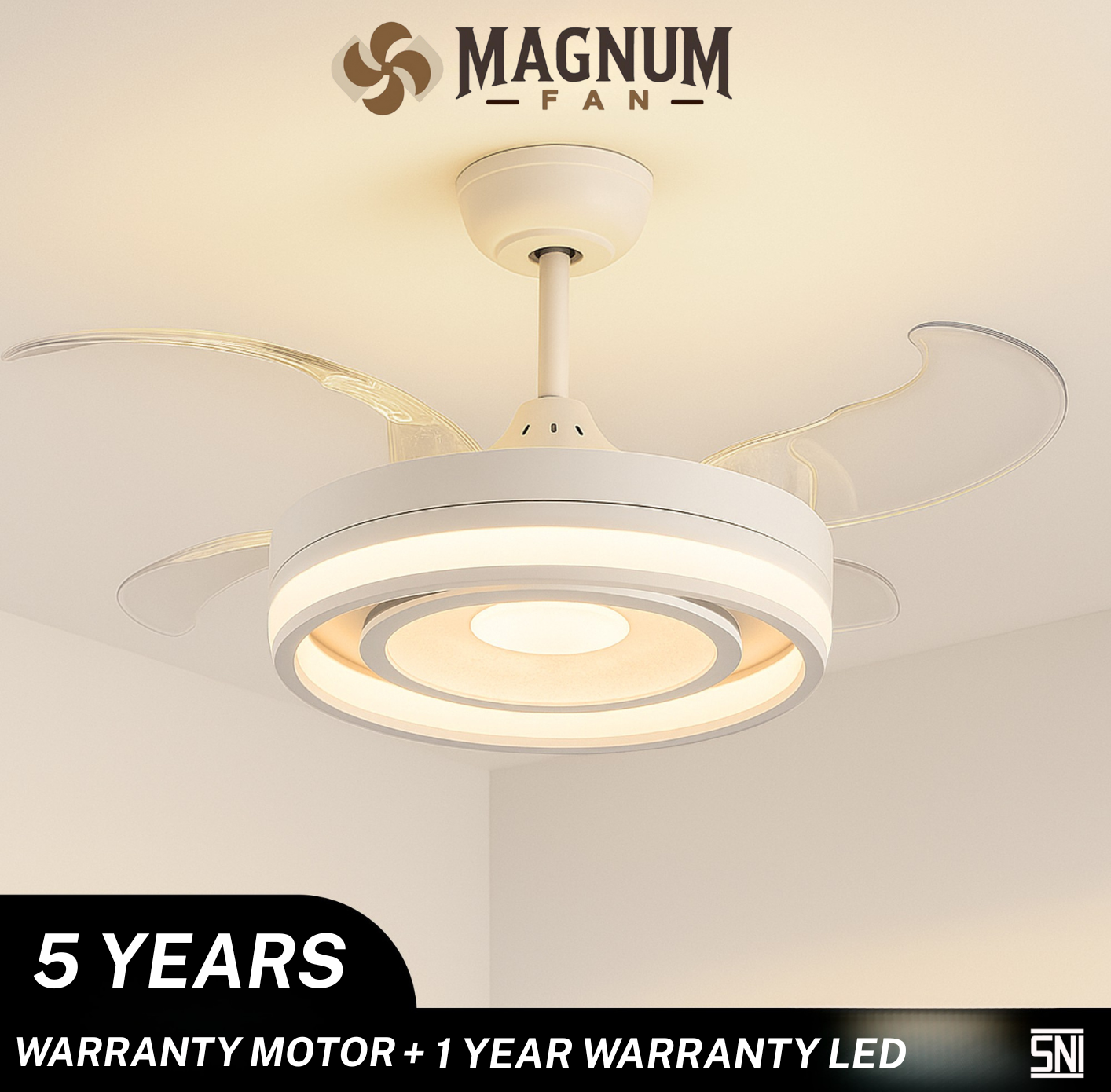 Ceiling Fan 42 Inc LED 24W Kontrol Remote - Type DY8073-4B/42 WH - MAGNUM FAN