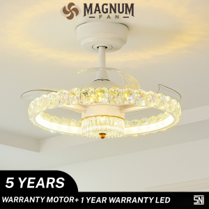 Ceiling Fan LED Kristal Remote Kontrol 3 Baling Putih 6 Speed DY6060B-3B/22 WHG - MAGNUM FAN